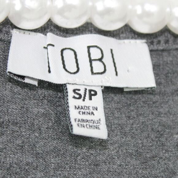 Tobi Women's Gray Midi Dress Cold Shoulder V-Neck Jersey Rayon Blend Size Small - Picture 6 of 6